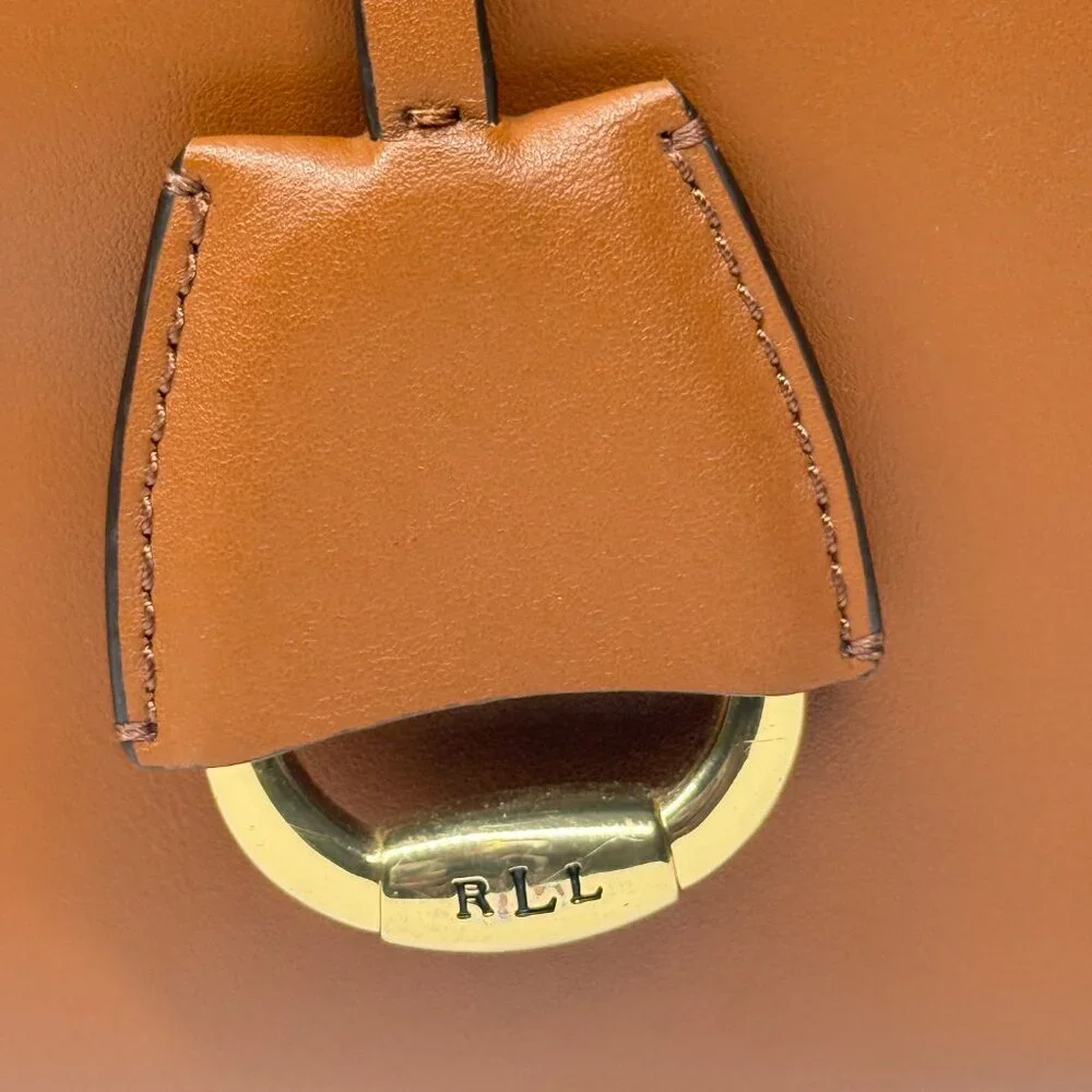 Lauren Ralph Lauren Dryden Marcy Satchel Brown Leather Structured Tote Bag